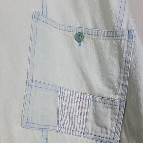 Vintage 80s Women Faded Denim Bomber Jacket Size M Acid Wash Patchwork Grunge - Picture 10 of 15